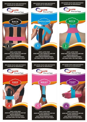 Multicolor popular precut strips elastic therapy sports match cure muscle tape with foil pouch kinesiology tape