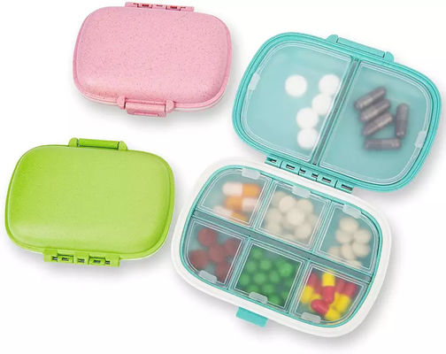 Wholesale 8 compartments pill box folding pill container weekly medicine case