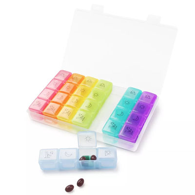 Rainbow Pill Box Storage Box Medical Case 7 Day Organizer 28 Compartment Travel Portable Weekly Medicine case