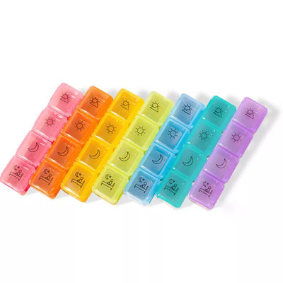 Rainbow Pill Box Storage Box Medical Case 7 Day Organizer 28 Compartment Travel Portable Weekly Medicine case