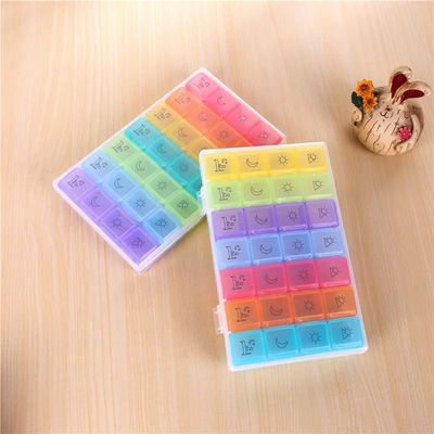 Rainbow Pill Box Storage Box Medical Case 7 Day Organizer 28 Compartment Travel Portable Weekly Medicine case