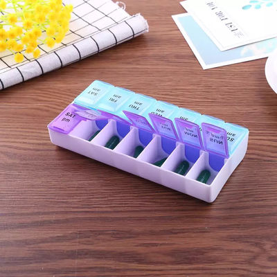 Wholesale Food Grade Plastic 7 day and night travel outdoor portable weekly medicine box 14 compartments  pill case