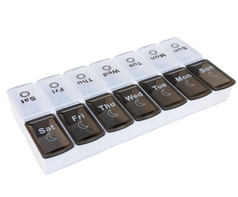 Detachable  Plastic weekly 14 cases medicine pill box case storage Organizer Dispenser 7 days planner  black white day night
