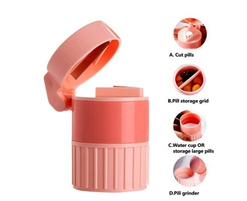 Portable Pill Splitter Cutter Pill Crushers With 3 Compartments Pill Box