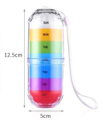 Fashionable pill storage box with 7 compartments for 7 days