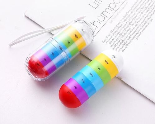 Fashionable pill storage box with 7 compartments for 7 days