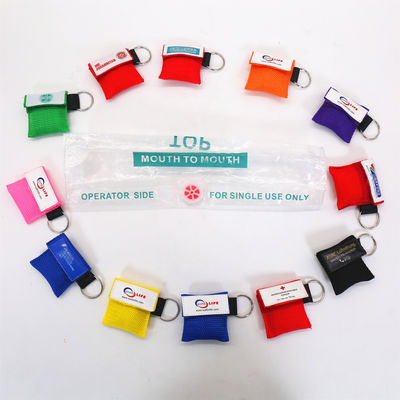 Training First Aid CPR Face Shield Key chain bag pouch different color customize logo CPR face shield kit Promotional Gift