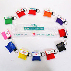Training First Aid CPR Face Shield Key chain bag pouch different color customize logo CPR face shield kit Promotional Gift
