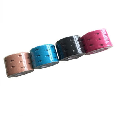 Hot Selling Cotton Kinesiology Sport Tape For Reduce Muscle Pain Holes 5CM*5M