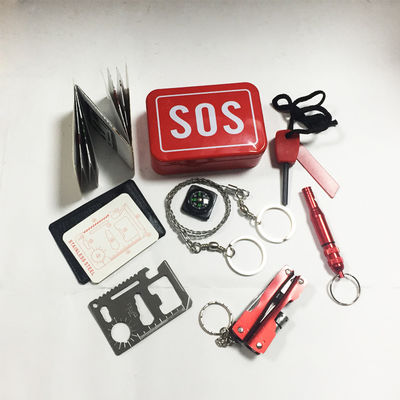 SOS outdoor Multi tool tin metal case camping survival Kit 8 Pieces set survival tools