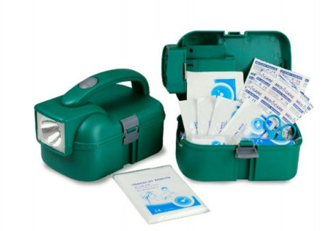 Mini Portable First Aid Kit Workplace National Flashlight Torch Survival White Green Saferlife