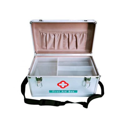 Aluminium Shoulder strap Emergency Medical Supplies box workshop metal First Aid box Storage case  with lock