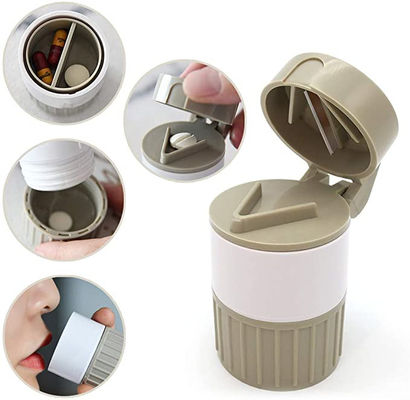 Popular pill crusher cutter water cup Portable 4 in 1 Pill tablet medicine spliter grinder  Box case pouch manufacture price