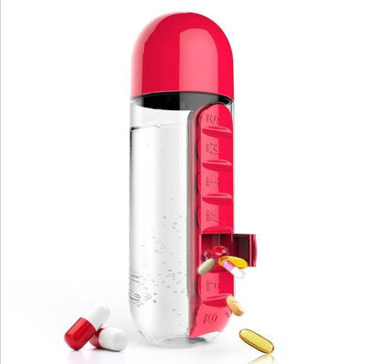 New popular 2 in 1 pill box with water cup  7 Days Pill Box bottle  travel bottle with Weekly pill organizer