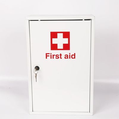 Public Multi Size Strong Structure Compartment Medical Metal First Aid Kit Box Wall- Mounted Workplace Cabinet With Lock