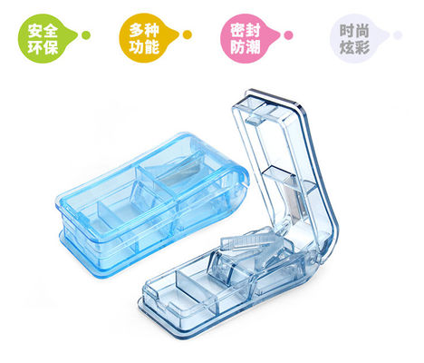 Promotional  pill case &pill cutter with three  compartment for home care pill splitter