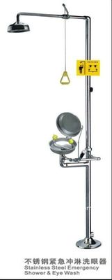 polished stainless steel Laboratory Emergency Shower Eye Washer eyewash station