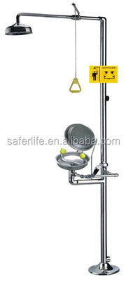 polished stainless steel Laboratory Emergency Shower Eye Washer eyewash station