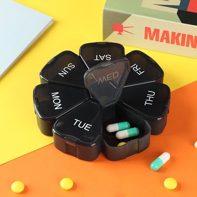 Flower shape 7 Day Pill Box with Separate Compartments Pill Case to Hold Medication/Vitamins/Fish Oil and Supplements