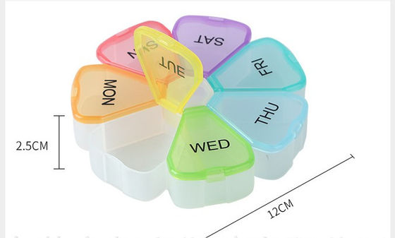 Flower shape 7 Day Pill Box with Separate Compartments Pill Case to Hold Medication/Vitamins/Fish Oil and Supplements