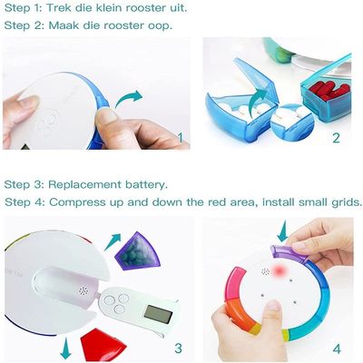 New Design Dispenser Electronic Smart Box Portable Travel Small Pill Container with 4 Groups Alarm Reminders