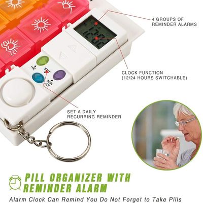 Hot Selling Electronic Smart Box Medicine Case 7Day 4 Times A Day Weekly Pill Dispenser Four groups of reminder alarms