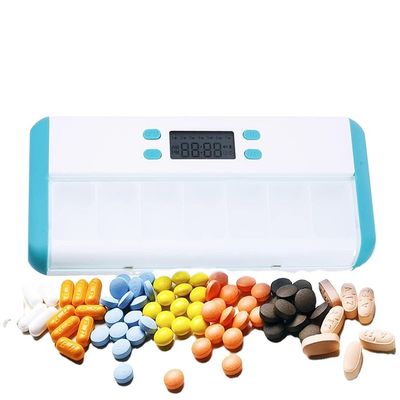 electronic dispenser ma cb pill case timer Automatic Pill Dispenser with LED Electronic Timing Reminder and Smart Vibrating