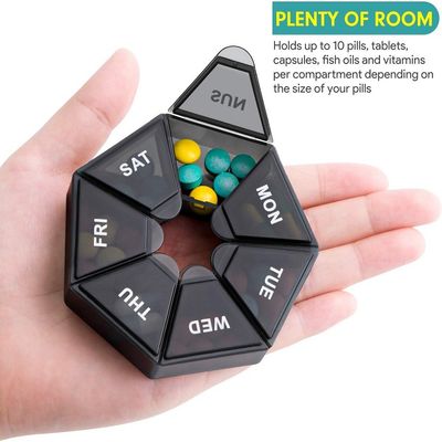 High Quality Month Box Organizer Container Cases Organizers 7 Day Purse Different Medicine Plastic Pill Case Black