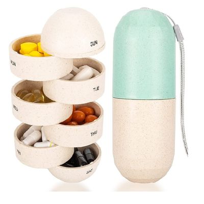 Hot Selling Counter Water Cute 7Days Box Organizer Weekly Travel Monthly Colorful Pills Cases Container