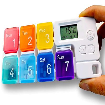 Promotion bottle timer lock dispenser timing alarm travel for self-timer weekly organizer electronics pill box 7 day