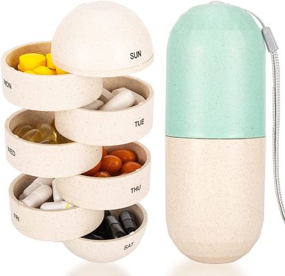 Cute Pill Organizer 7 Day, Weekly Pill Cases Box Waterproof MoistureProof,Travel Weekly Pill Box Case Portable Design to Hold Vi