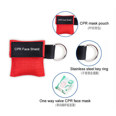 CE Approved Stock disposable cpr face shields mask with PE pouch for first aid emergency device product