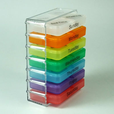 Hot Selling  Rainbow Mini Pill Box 7 days Pill Box Colorful Weekly Pill Box
