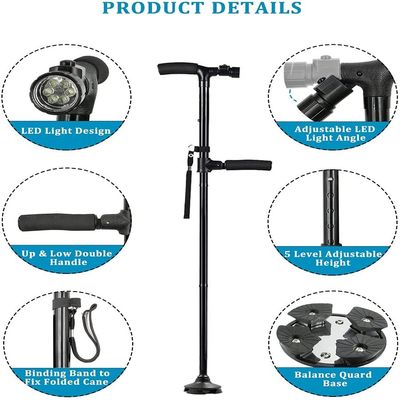 2016 wholesale folding cane free adjustable walking cane with LED light