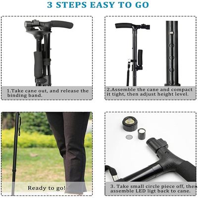 2016 wholesale folding cane free adjustable walking cane with LED light