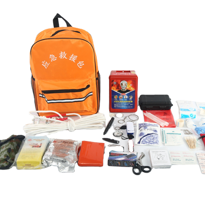 Fabric Earthquake Survival First Aid Kit Backpack Size M Red