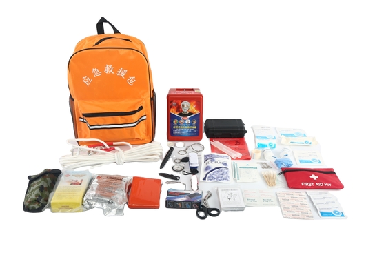 Fabric Earthquake Survival First Aid Kit Backpack Size M Red