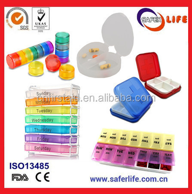 Custom Plastic Pill Box 10x10x3.5cm with Removable Grid
