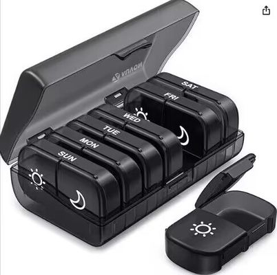 Outdoor Travel Portable Leather Case Color 21 Grid PP Medicine Box 8cm Size 2.5cm Length Pill Dispenser Box