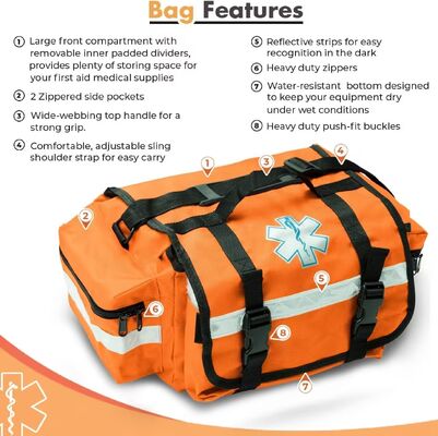 Waterproof Nylon EMS First Aid Kit Ambulance Trauma Bag for First Responder Emergency Medical Equipment Bag