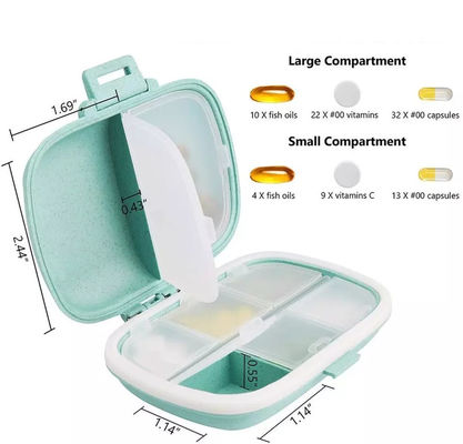 Wholesale 8 compartments pill box folding pill container weekly medicine case