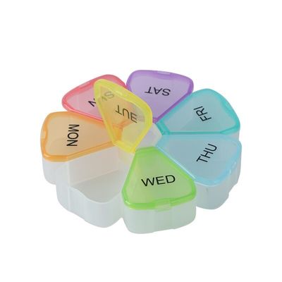 7 Day Weekly Pill Medicine Dispenser Box Flower Shape 7 Cases Vitamin Fish Oil 12cm