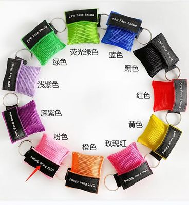 Training First Aid CPR Face Shield Key chain bag pouch different color customize logo CPR face shield kit Promotional Gift