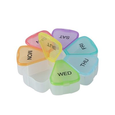 Flower shape 7 Day Pill Box with Separate Compartments Pill Case to Hold Medication/Vitamins/Fish Oil and Supplements