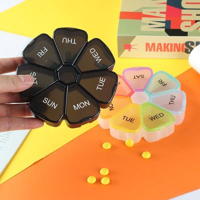 Flower shape 7 Day Pill Box with Separate Compartments Pill Case to Hold Medication/Vitamins/Fish Oil and Supplements