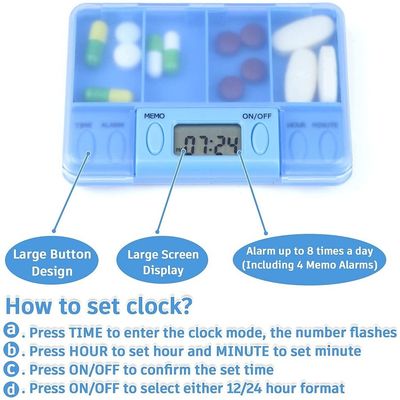 Good selling alarm timer travel self-timer pill box weekly organizer  pill dispenser electronic 4 Compartments case reminder