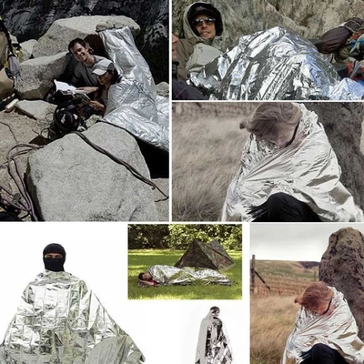 Emergency Blanket 160x210cm PET Film Gold Silver Survival First Aid