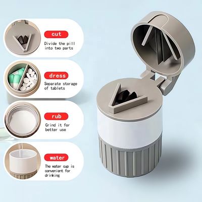 Four-in-one Pill Box Dust-proof Multi-function ABS Pill Cutter Portable Pill Box