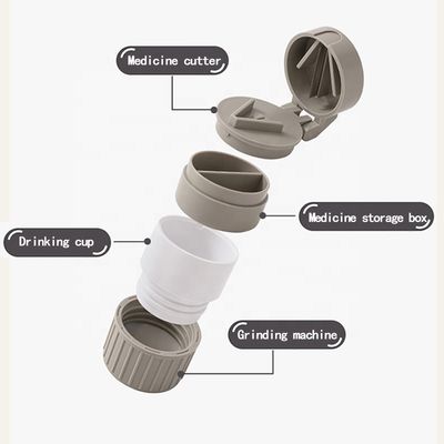 Four-in-one Pill Box Dust-proof Multi-function ABS Pill Cutter Portable Pill Box