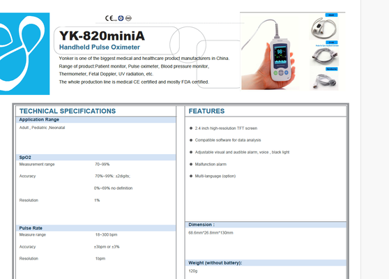 YK-820miniA Handheld Pulse Oximeter